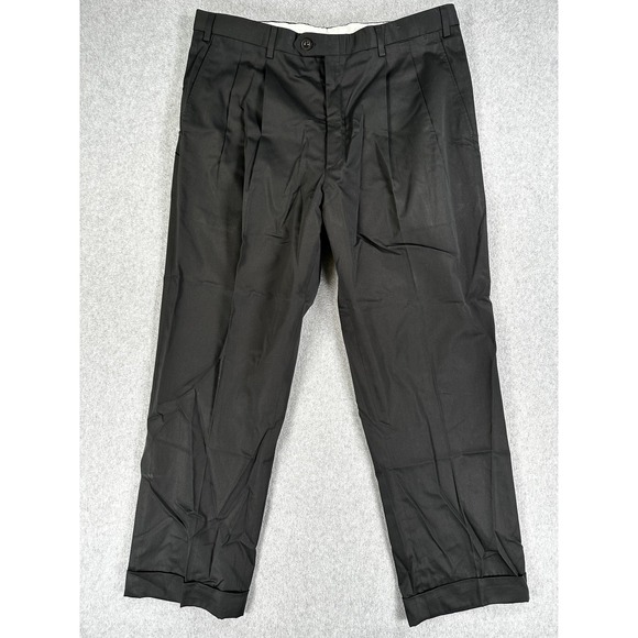 Brioni Cannes Dress Pants Mens 36x27 Black Pleated Front Straight Leg Trousers